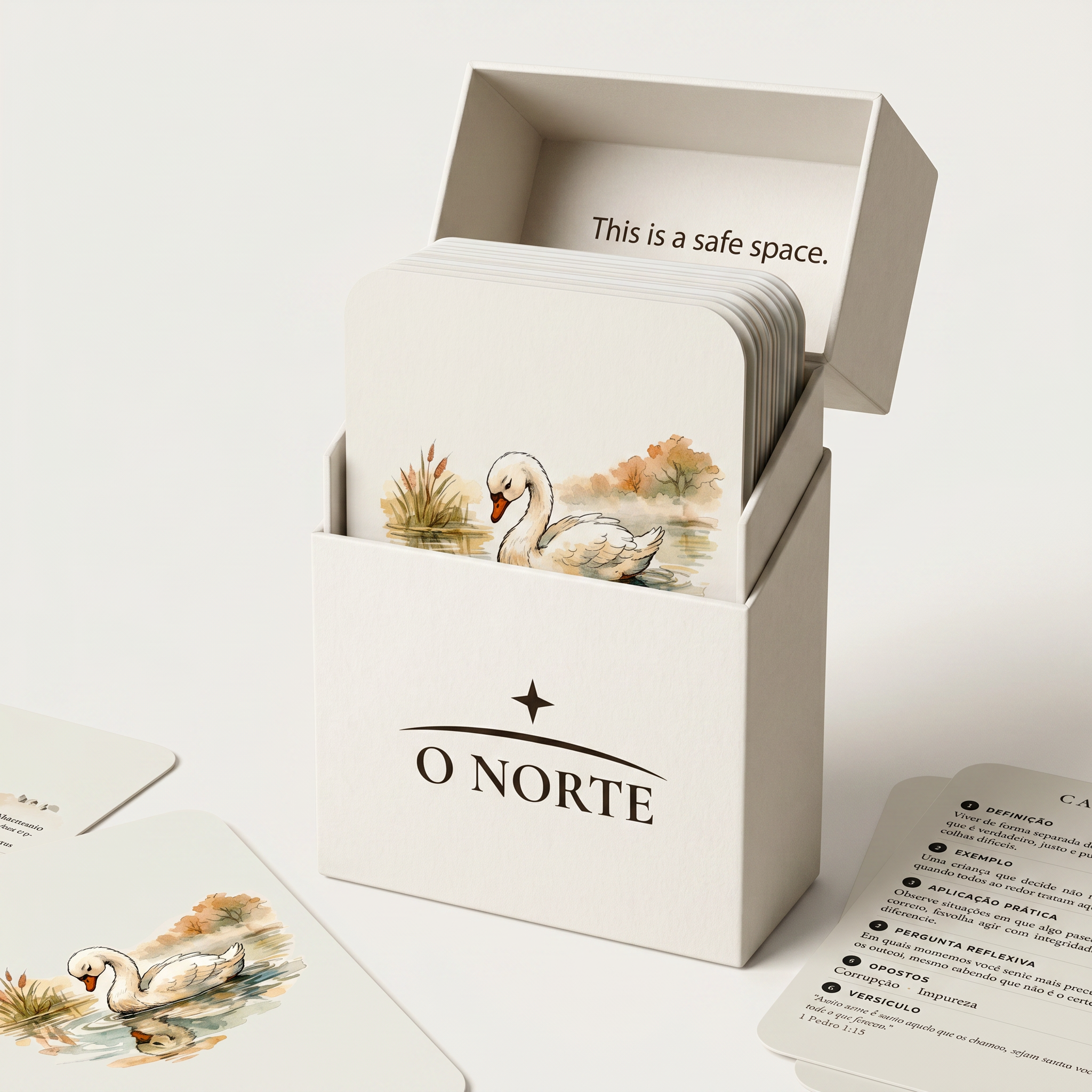 Caixa O Norte – Valores aberta com as cartas em seu interior.